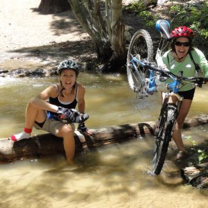 7 Tips to know before you mountain bike in Lake Tahoe. Friends on trail together.